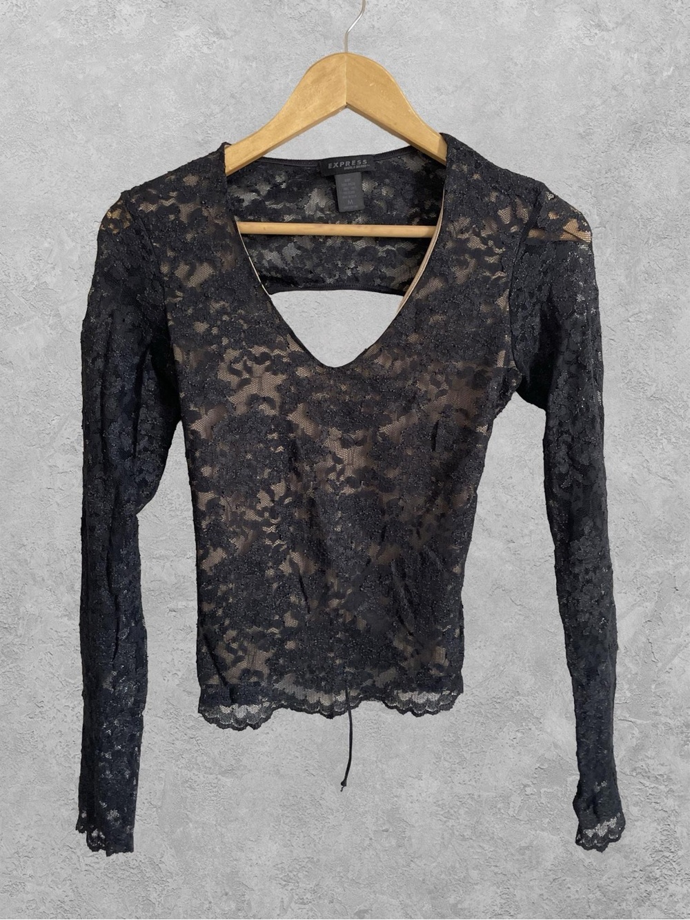 Express RARE Vintage Y2K Goth Baddie Backless Tie Lace Top